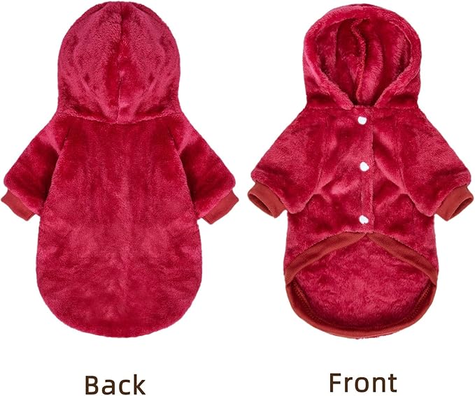 FabriCastle Dog Hoodie Sweater for Small Dogs Boy and Girl, Dog Clothes XS XXS Puppy Sweatshirt, Pet Outfit, Cat Clothing Super Soft Warm Snap On Closure (Wine red, Small)