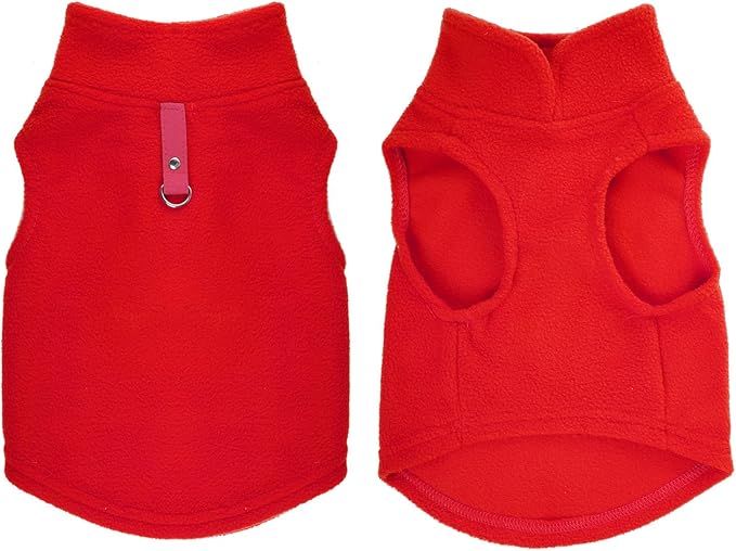 Rbenxia 4 Piece of Rose Red Dog Sweater with Leash Ring Soft Fleece Vest Dog Pullover Warm Jacket Pet Dogs Clothes Winter Dogs Outfits for Small Puppy Cat Pets (Rose Red+Red+Blue+Purple, Small)