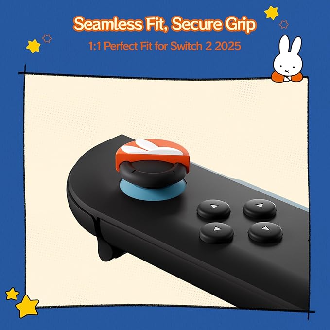 Thumb Grip Caps Compatible with Nintendo Switch 2, Silicone Joystick Grip Caps for Switch 2025, 4pcs, Colourful Bunny