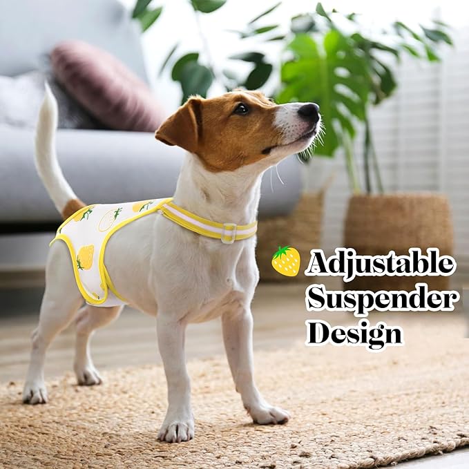 QBLEEV Dog Diapers Female Washable Sanitary Pantie with Adjustable Suspender, Reusable Male Dog Period Diapers for Heat, Doggie Diapers Cute Pet Panties Puppy Dog Underwear for Teddy French Bulldog S