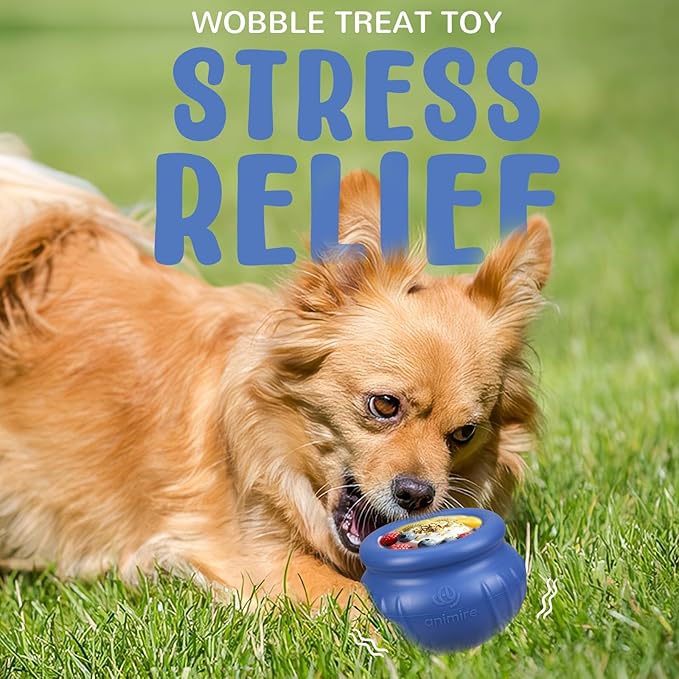 Wobbly Dog Enrichment Lick Toy, Stuffable Frozen Lick Bowl to Keep Dogs Busy, Long-Lasting Interactive Treat Dispensing Dog Toy, Silicone Fetch Catch Chew Toy(Dark Blue,L)