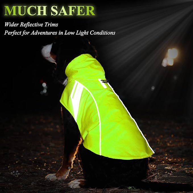VIVAGLORY Wetoff Dog Raincoat, Rain Coat for Dog All Seasons Adventure, Rain Jacket with Harness Hole & Hood, Reflective Lightweight Waterproof for Doggy & Puppy, XS, Bright Yellow