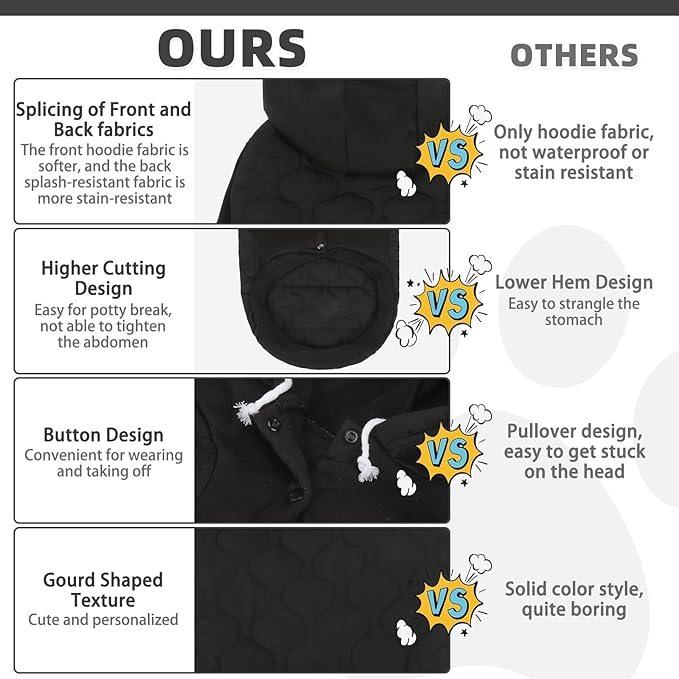 KOOLTAIL Warm Dog Winter Coat for Small Dogs, Waterproof Puppy Jacket with Leash Hole, Cold Weather Pet Vest for Winter, Soft Pet Hoodie Sweater Sweatshirt Clothes for Puppy Cats Girls Boys Black S