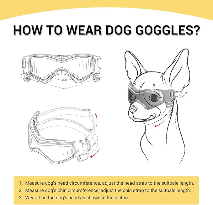 PETLESO Dog Goggles Small Breed, UV Protection Dog Sunglasses for Medium Dog Outdoor Riding Driving, Medium Black