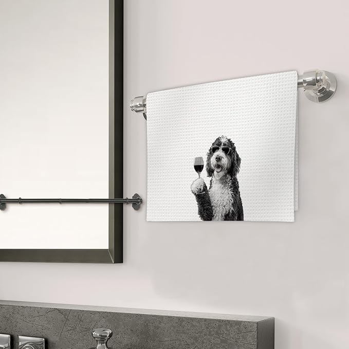 Bernedoodle Gifts Wine Dog Kitchen Towels, Gifts for Bernedoodle Dog Wine Lovers Decorative Hand Dish Towel for Kitchen Home Bar, Funny BernedoodleDog WineLover Home Bar Kitchens Decor(16x24In)