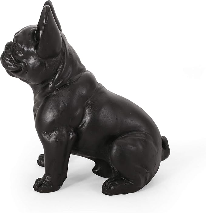 Christopher Knight Home Tamara Outdoor French Bulldog Garden Statue, Matte Black