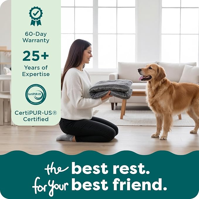FurHaven Replacement Dog Bed Cover, Long Faux Fur for Calming Cuddlers, Machine Washable, Customizable Filling, Jumbo XL, Gray