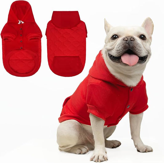 KOOLTAIL Warm Dog Winter Coat for Small Dogs, Waterproof Puppy Jacket with Leash Hole,Cold Weather Pet Vest for Winter, Soft Hoodie Sweater Sweatshirt Clothes Outfit for Puppy Cats Girls Boys Red M