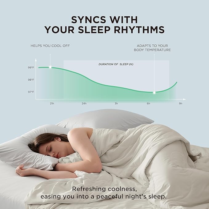 Bedsure Cooling Blankets for Hot Sleepers - Cooling Comforter, Cold Summer Blanket Twin Size for Bed, Ice Breathable and Lightweight Gift for Night Sweats, Linen, 60x80 Inches