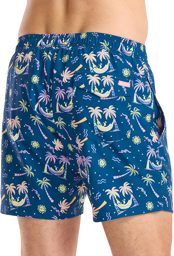 Tipsy Elves Men's Stretch Swim Trunks 7 Inch Inseam 4-Way Stretch with Mesh Liner - Quick-Dry Funny Swimwear Bathing Suit