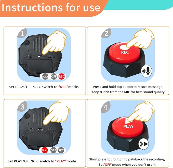 RIBOSY Dog Training Buzzer, Recordable Button, Record and Playback Your Own Message to Train Your Dog Voice What They Wants and Needs