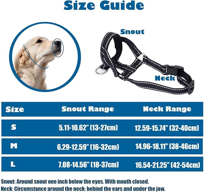 Dog Head Collar, Head Collar with Reflective Strap to Stop Pulling for Small Medium and Large Dogs, Adjustable (M, Red)