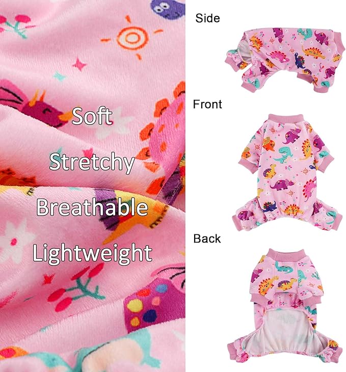 Kosiyi Dog Clothes for Small Dogs Stretch Dog Pajamas, Fleece Winter Spring Outfit Girl Boy, Lightweight Velvet Pet Jumpsuit, Pjs, Onesies Puppy Apparel