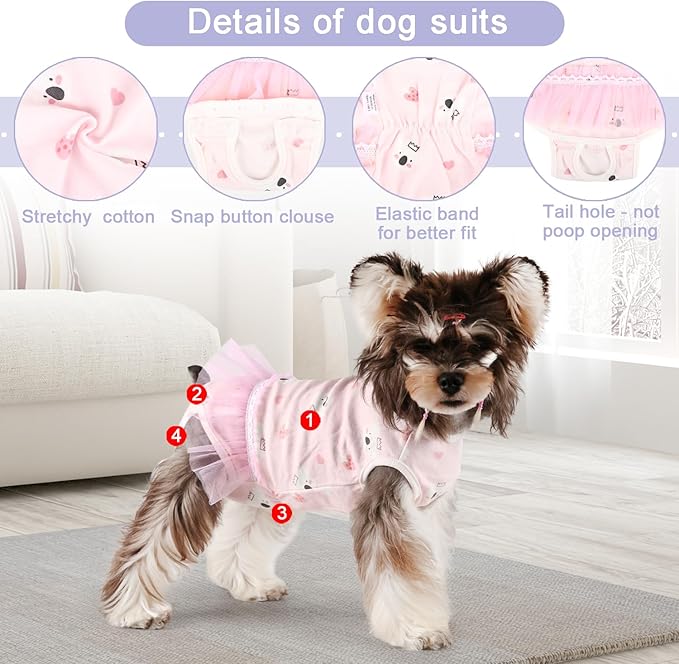 Etdane Dog Period Diapers Small Dog Sanitary Panties Period Suit for Male Female Dogs Diaper Cover for Heat Pink Koala/L