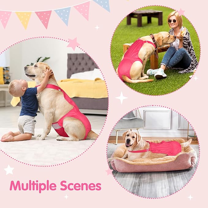 2 Pack Puppy Small Diapers Female for Heat Washable Sanitary Pantie with Adjustable Suspender, Reusable Doggie Diapers Period Panties, Pet Underwear Jumpsuits for Small Doggy