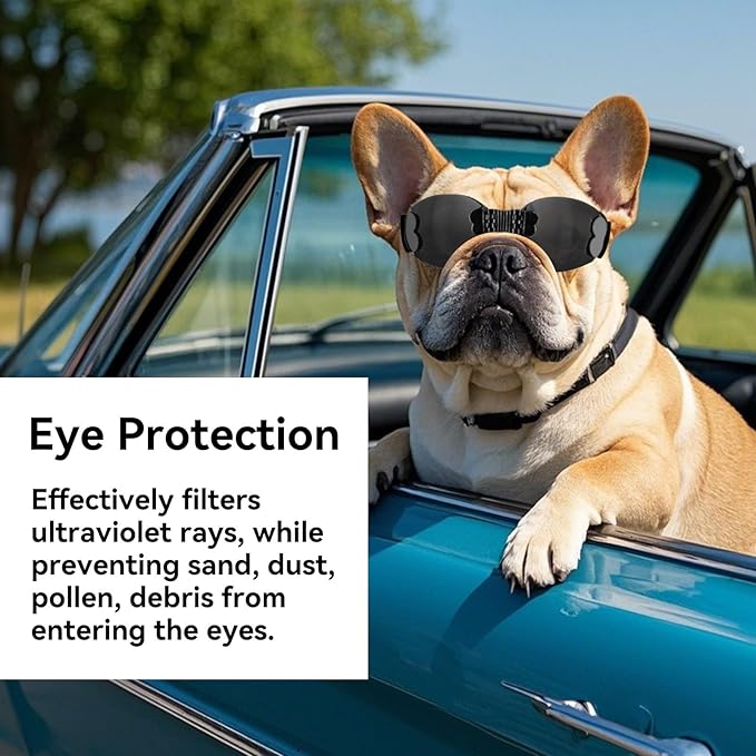 Namsan Dog Goggles Medium Breed, UV Protection, Adjustable Nose Bridge, Anti-Fog Dog Sunglasses for Small to Medium Dogs, Outdoor Doggie Eye Protection, Windproof Dustproof, Black