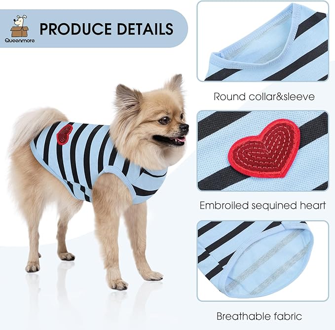 Queenmore Medium Dog Shirt,Soft Breathable Dog Shirt for Dogs Cats Boy Girl,Pet Clothes for All Season,Breathable Lightweight Pet Tshirt for Frenchie, Dachshund, Yorkie