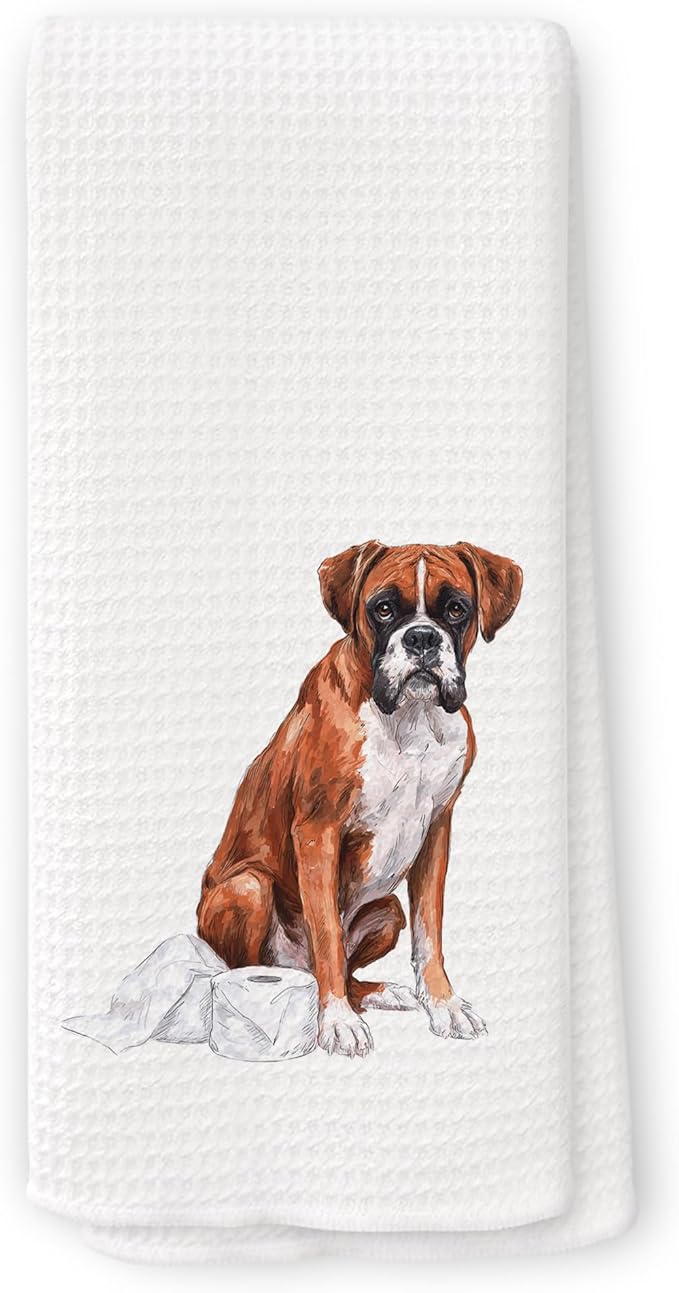 Funny Boxer Gifts Bathroom Hand Towels, Dog Bathroom Decor, Gifts for Boxer Lovers Dish Tea Towels, Kids Bath Room Washroom Toilet Decorative Hand Towel 16x24 Inch