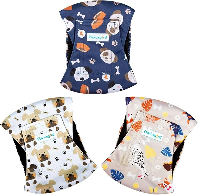 Paw Legend Washable Dogs Diapers Male Dog Belly Bands for Male Dogs Diapers Reusable Puppy & Doggie Diapers Male (3 Pack, XX-Large)