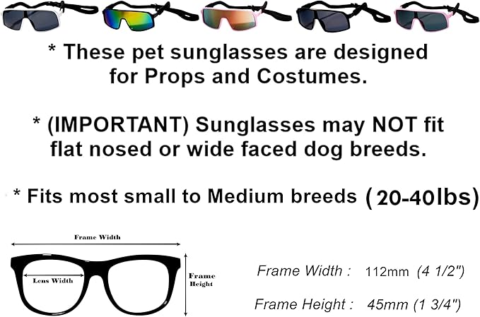 G010 Dog Pet Turbo Sports Sunglasses Medium Breeds 20-40 lbs (Sports Turbo Pink)