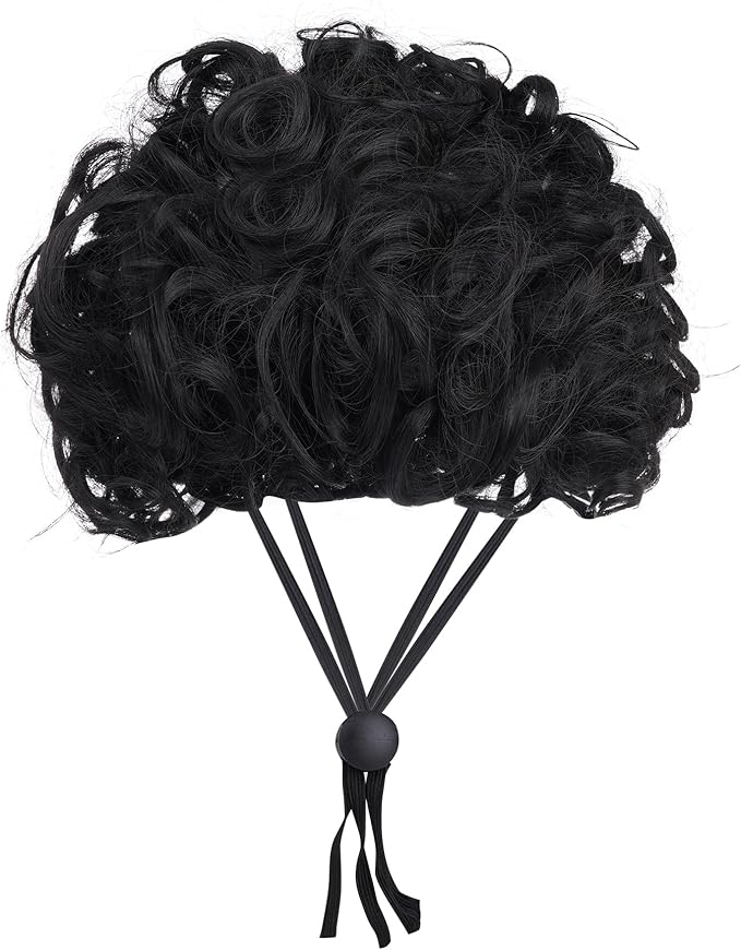 1 Pcs Funny Pets Wigs for Dog, Funny Black Curly Dog Wig Adjustable Pet Wigs for Halloween Pet Costume Accessories for Halloween, Christmas, Parties, Festivals Cosplay