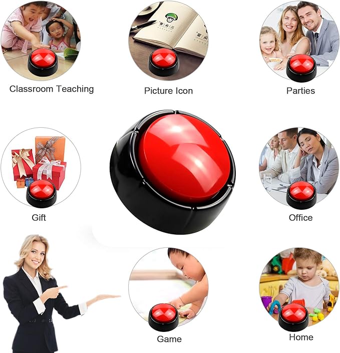 Record Talking Button Pet Button Easy Button Sound Button Recordable Button, 30 Seconds Dog Training BuzzerTalking Button Office Desk Gag Gift
