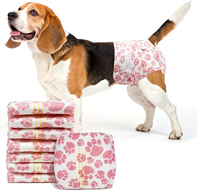 Dono Dog Diapers Female, Disposable Doggie Diapers, Super Absorbent Puppy Diapers with Adjustable Tail Hole, Wetness Indicator for Cats Doggy in Heat Period, Medium, 48 Count