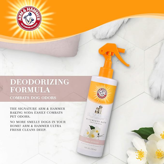 Arm & Hammer for Pets Ultra Fresh Waterless Bath Spray in White Jasmine Scent | Dry Dog Shampoo, Deodorizer