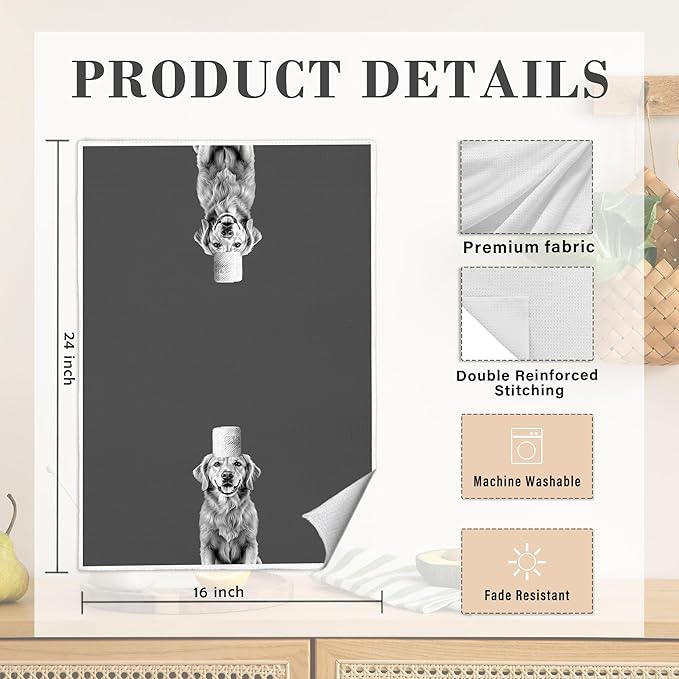 Funny Golden Retriever Hand Towels for Bathroom, Golden Retriever Lover Gifts, Dog Lovers Dad Mom Gifts Decorative Hand Towels for Kids Guest Bathroom Washroom Half Bath, 16x24 Inch Set of 3