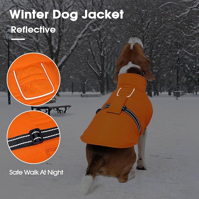 IECOii Dog Jackets for Large Dogs Reflective Vest with Warm Fleece Lining for German, Shepherd, Labrador, Adjustable Pet Coat for Outdoor Waterproof Snow Coats for Walking & Hiking, Pink, Size 2XL