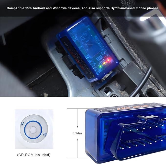 2 PCS ELM327 OBDⅡ Car Auto Diagnostic Scanner, Professional Auto Bluetooth Scan Tool Failure Detector, Mini Wireless Engine Fault Code Reader Diagnostic Tool for Most OBDII Vehicles