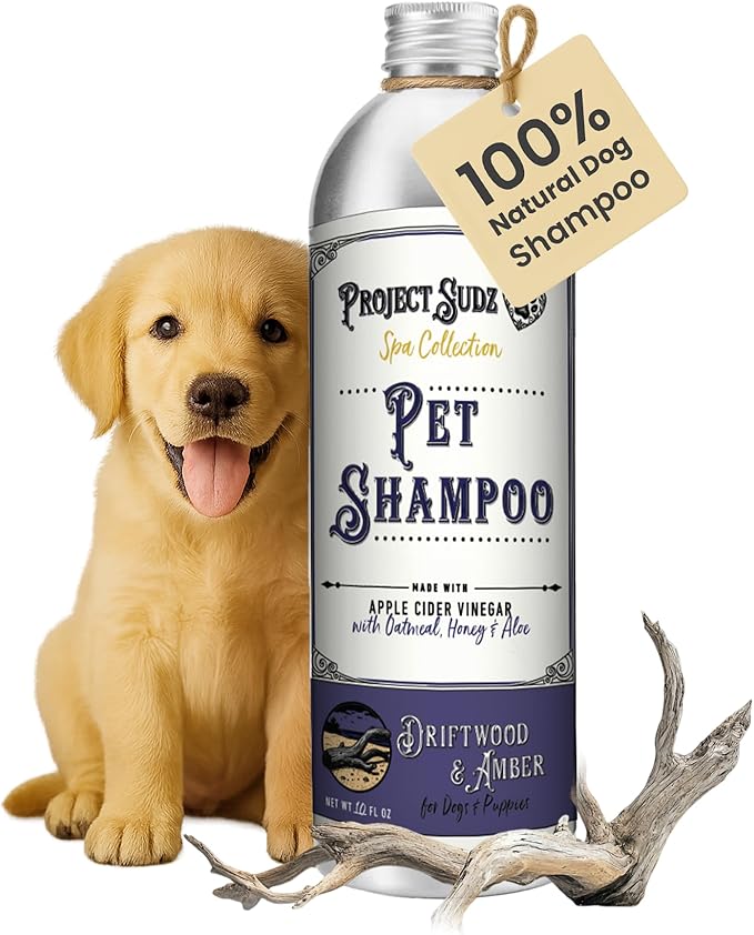 Project Sudz Spa Collection Liquid Shampoo – Driftwood & Amber | Natural Pet Shampoo for Dogs & Cats | Eco-Friendly, Gentle, Non-Toxic, Made in USA