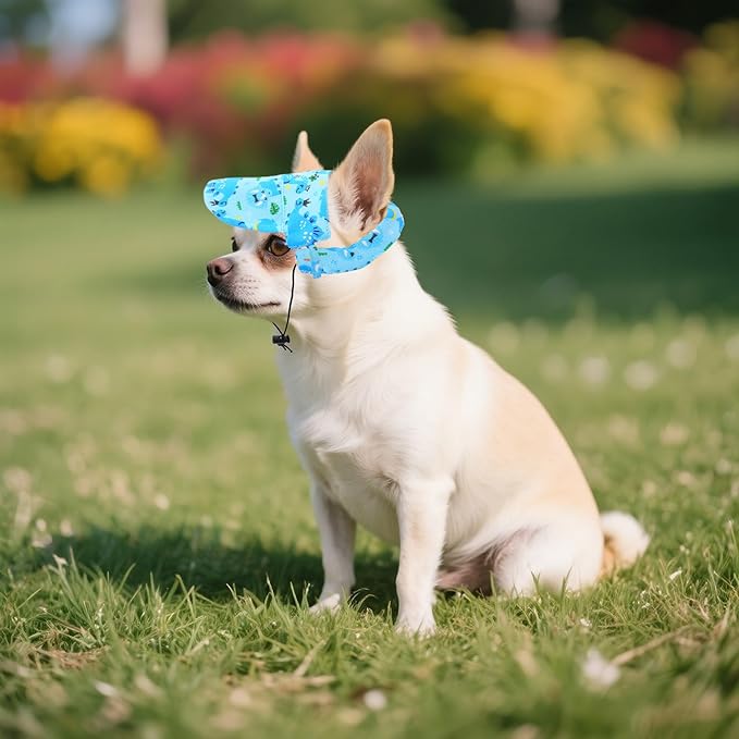 Dinosaurs Sun Hats for Mini Dogs Blue Dino Dog Baseball Cap Dogs Trucker Hats with Ear Holes XS