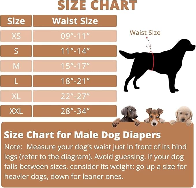 Paw Legend Washable Dogs Diapers Male Dog Belly Bands for Male Dogs Diapers Reusable Puppy & Doggie Diapers Male (3 Pack, XX-Large)