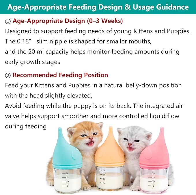 Puppy Bottles for Nursing，Kitten Bottles for Nursing，Pet Feeding Bottle，(Cyan - 20ml)