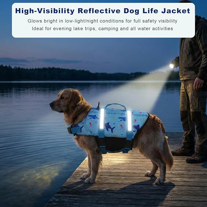 Doglay Dog Life Jacket, Dog Life Vest for Swimming Boating, Adjustable Puppy Life Jacket with Reflective Stripes, Superior Buoyancy Pet Swimming Vest for Small Medium and Large Dogs