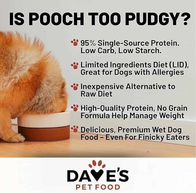 Dave's Pet Food Grain Free Wet Dog Food (95% Chicken & Chicken Liver), Made in USA Single-Source Protein, Limited Ingredients, 12.5 oz Cans (12 Pack)