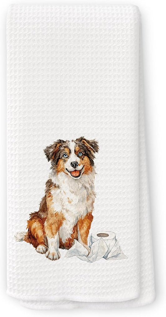Funny American Shepherd Gifts Bathroom Hand Towels, Dog Bathroom Decor, Gifts for American Shepherd Lovers Dish Tea Towels, Kids Bath Room Washroom Toilet Decorative Hand Towel 16x24 Inch