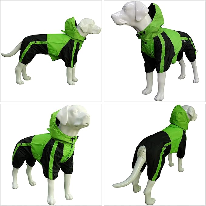 Pet Apparel Large Dog Clothing Raincoat Pet Clothes Rain Coat For Big Large Dogs Red Green Waterproof (L-XS, Green)