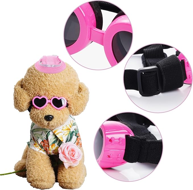choyaxo Dog Sun Hat Set Including Dog Visor Sunbonnet Outfit with Ear Holes Dogsg Sunglasses Baseball Cap for Puppy Outdoor UV Protection