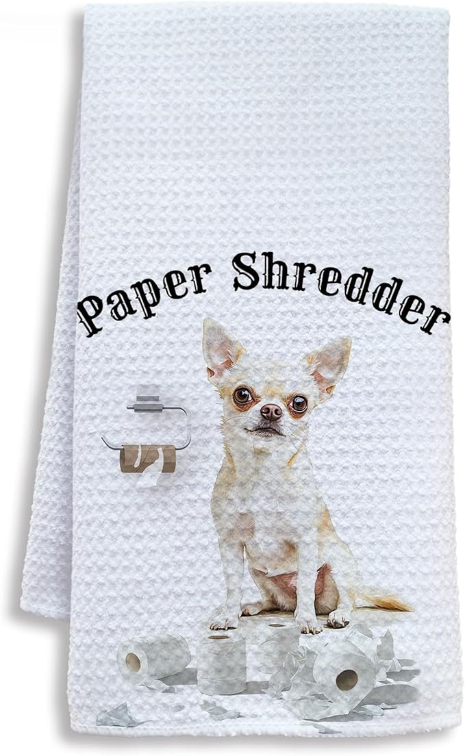 Funny Shredder Chihuahua Bathroom Hand Towels, Chihuahua Gifts for Women Men, Dog Lover Gifts Hand Towels for Bath Room Washroom, Dog Bathroom Decor, 16x24 Inch
