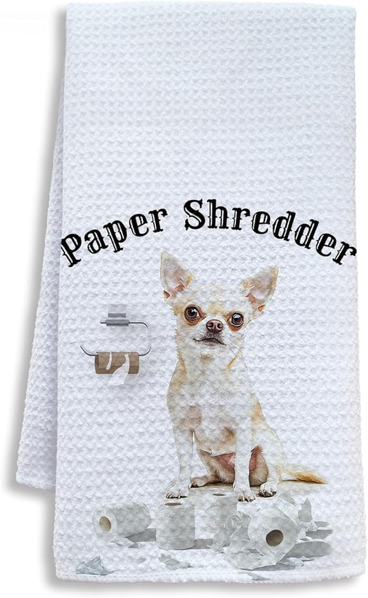 Funny Shredder Chihuahua Bathroom Hand Towels, Chihuahua Gifts for Women Men, Dog Lover Gifts Hand Towels for Bath Room Washroom, Dog Bathroom Decor, 16x24 Inch
