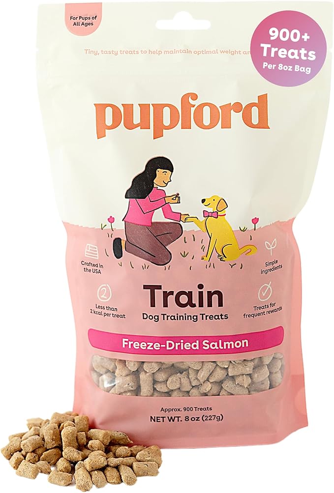 Pupford Freeze Dried Training Treats for Dogs & Puppies, 950+ Two Ingredient Bites (Salmon, 8 oz)