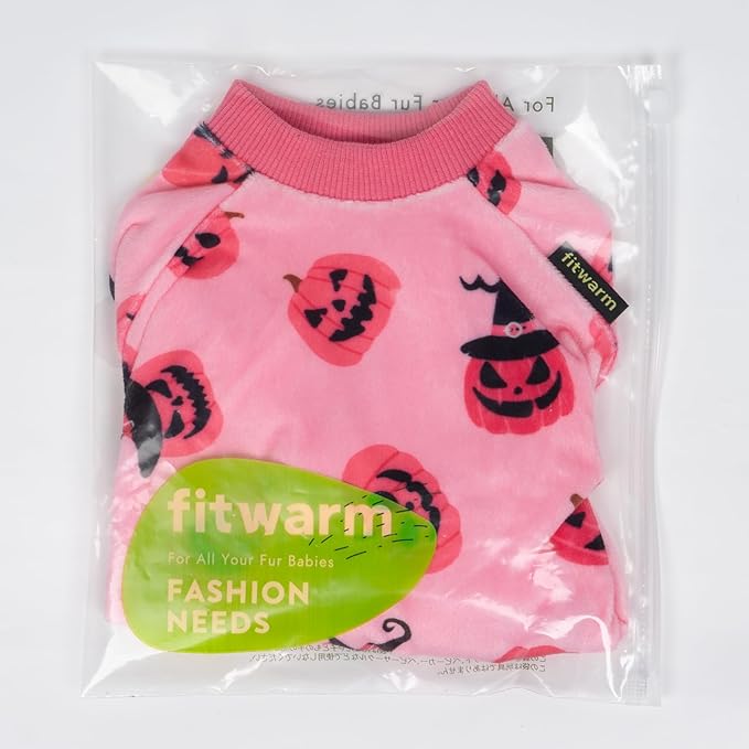 Fitwarm Halloween Jack O Lantern Dog Pajamas, Funny Costumes for Small Dogs Girl, Pet Outfit, Pink, Black, Medium