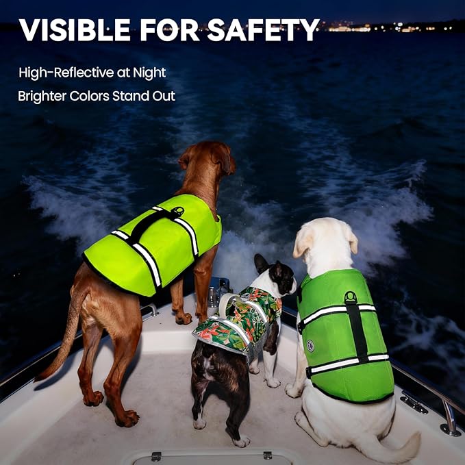 VIVAGLORY Rip Stop Dog Life Vest, Swimming Vest with Handle, Buoyancy for Doggy Puppy, Dog Life Jacket for Swimming & Boating, M, Bright Yellow