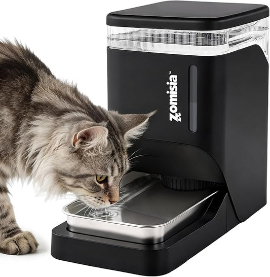 Gravity Cat Water Dispenser 6L with Stainless Steel Bowl, Automatic Water Bowl Dispenser for Cats, 1.6 Gallon Pet Waterer 100% BPA Free, Black