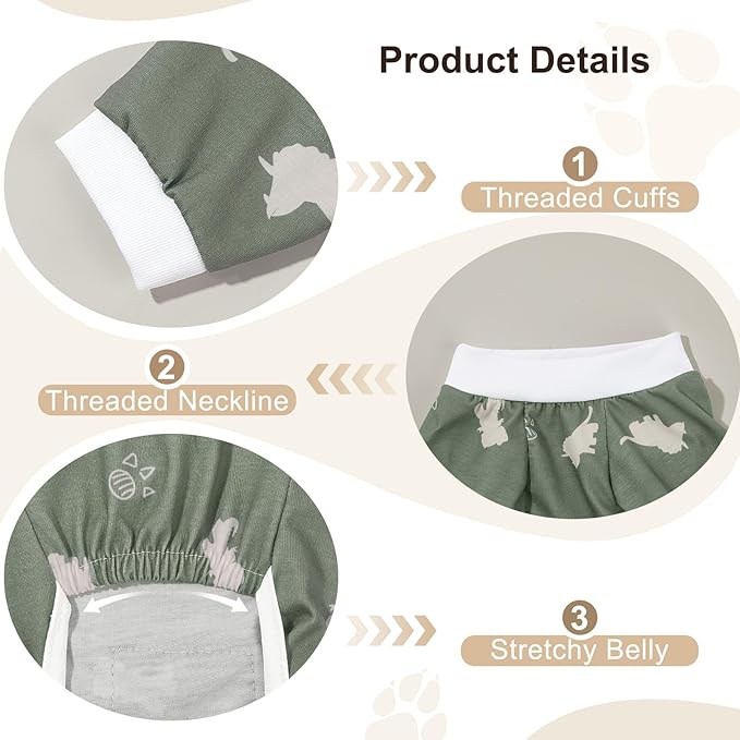 Bienbee Dog Pajamas, 4 Pack Dog Recovery Suit Shedding Suit Cute Soft Puppy Clothes Dogs Pjs Onesies Jammies Adjustable Breathable & Stretchy Clothes for Small Medium Large Dogs Girl Boy Puppy-M