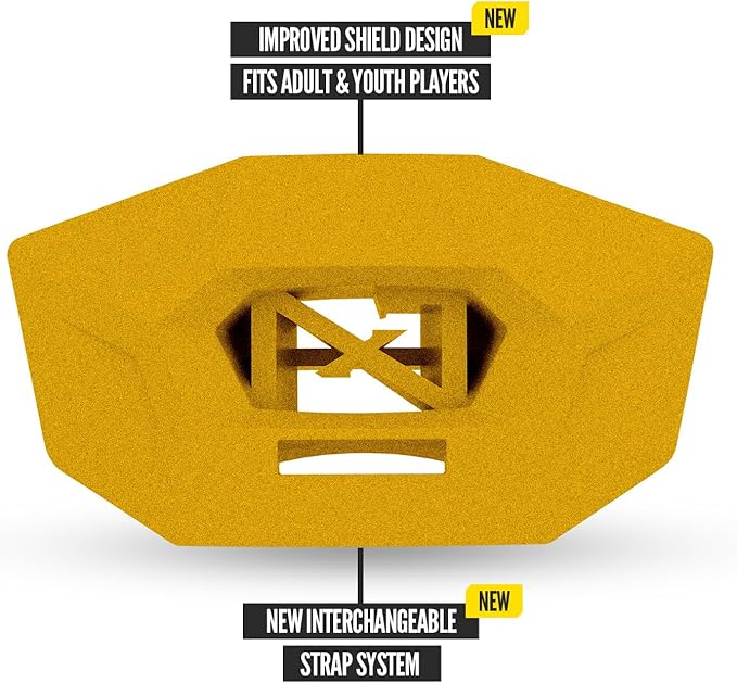 Nxtrnd One Pro Football Mouth Guard, Interchangeable Strap, Fits Adult & Youth (Gold)