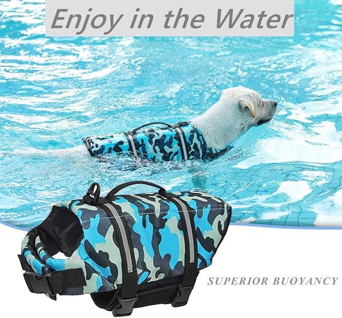 Doglay Dog Life Jacket, Dog Life Vest for Swimming Boating, Adjustable Puppy Life Jacket with Reflective Stripes, Superior Buoyancy Dog Swimming Vest for Small Medium and Large Dogs