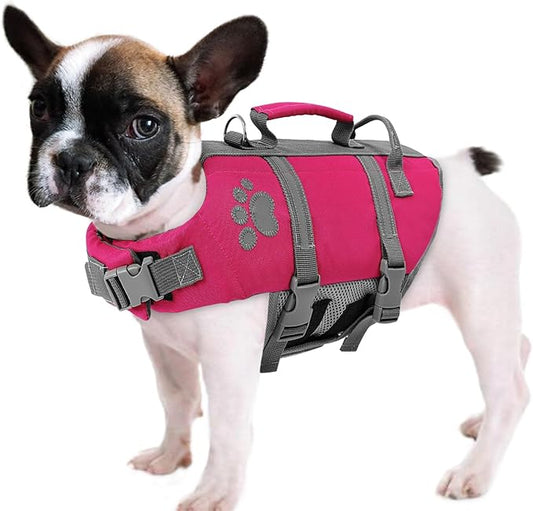 Queenmore XS Dog Life Jacket, Puppy Life Jackets for Small Dogs, Doggie Life Vest for Swimming, Lightweight Extra Small Dog Life Vest with Handle Adjustable Pet Preserver for Boating, Cat Lifevest